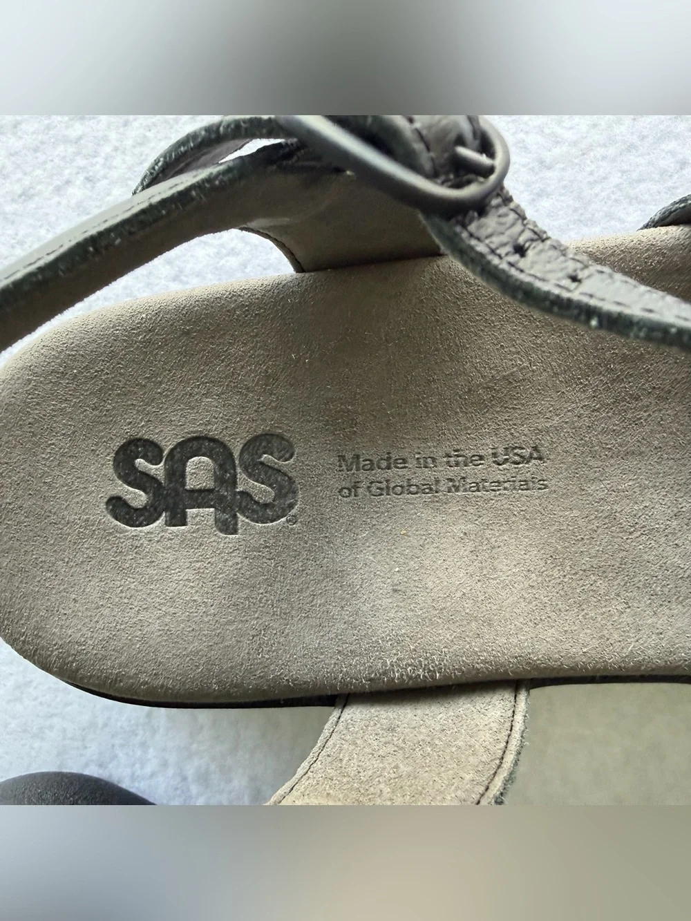 SAS Handcrafted Leather Huarache Sandals Black Stitch Detail Ankle Strap Size 10